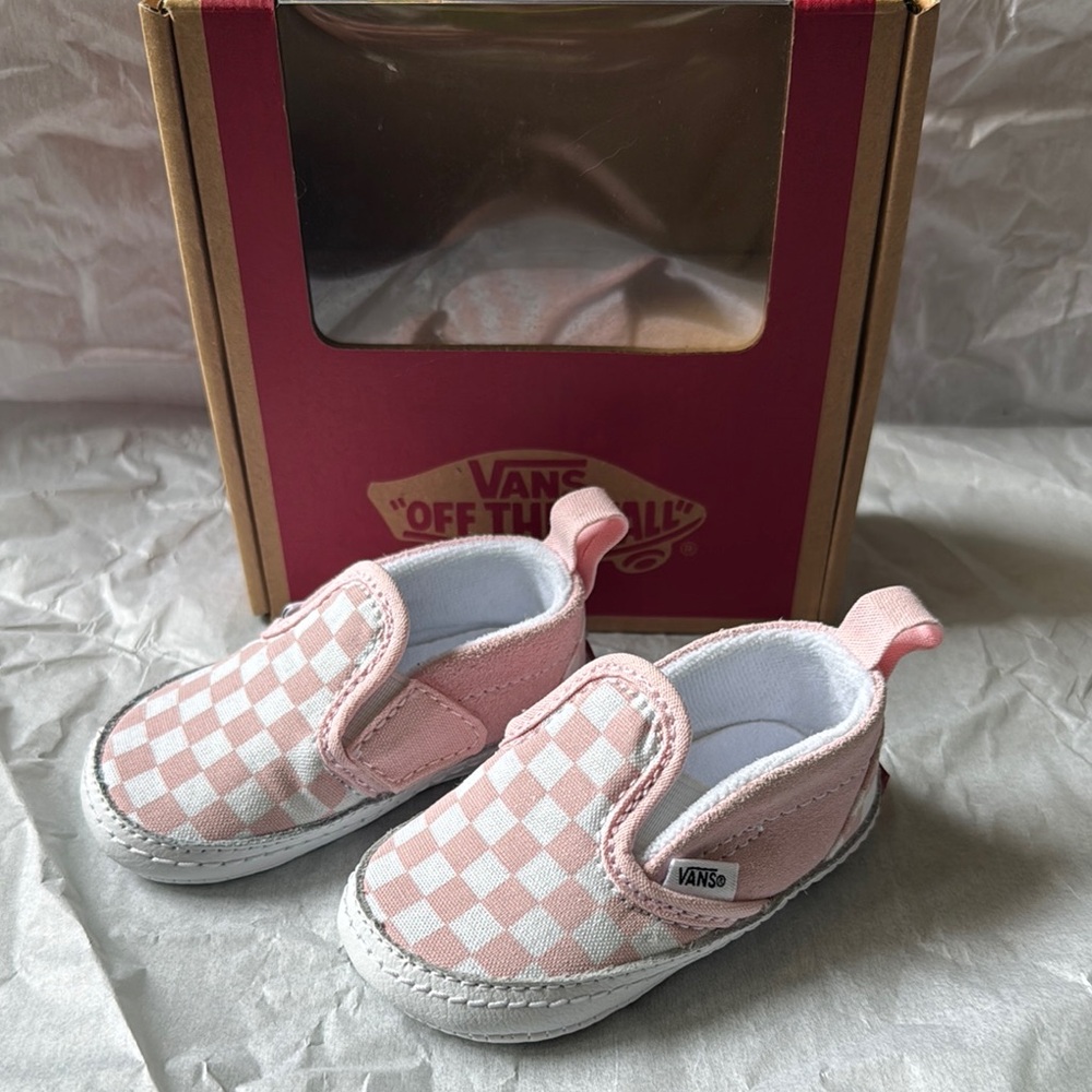 Vans Infant Slip-On V Crib Pink Checkerboard Shoe